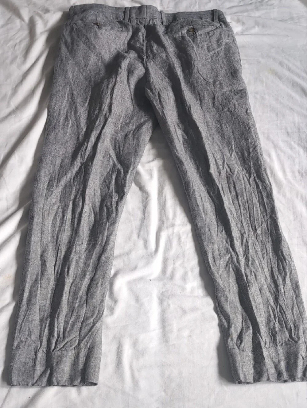 Men's Gray Linen Murano Slim Fit Dress Pants